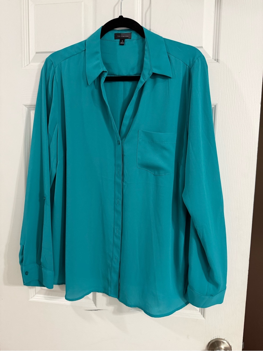 New The Limited Teal  Button-Up Blouse XL